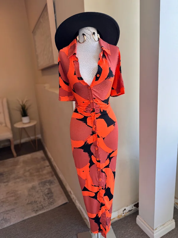 Orange Pattern Dress